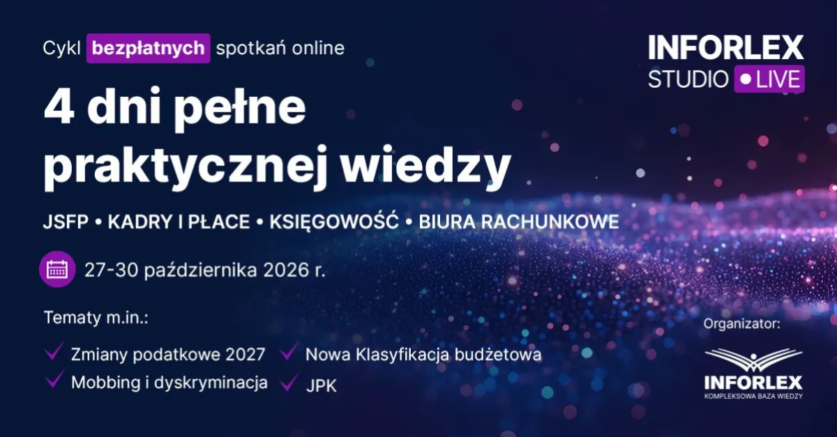 INFORLEX Studio LIVE - cykl BEZPŁATNYCH spotkań online